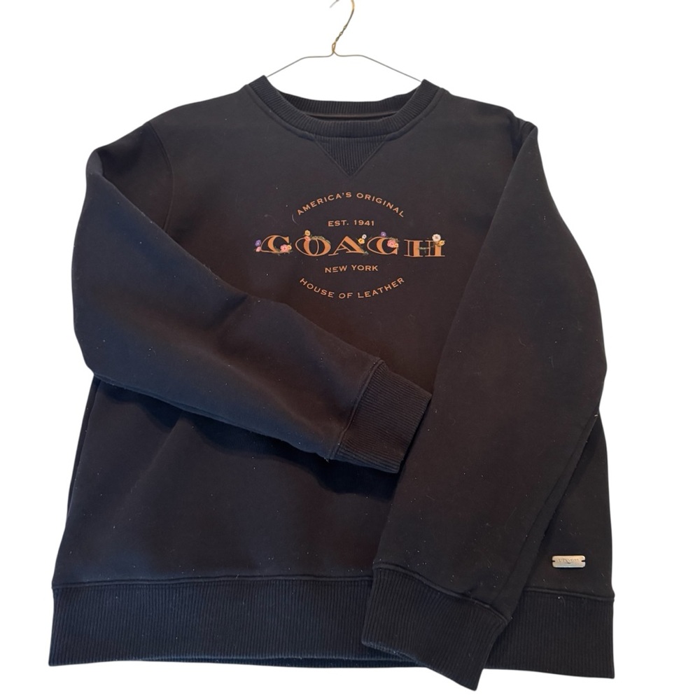 Coach Black Embroidered Floral Sweatshirt Women’s Small Pullover - Picture 2 of 10